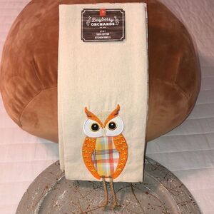 Bayberry Orchards Set of 2 Cotton Fall Harvest Kitchen Towels Tan Orange